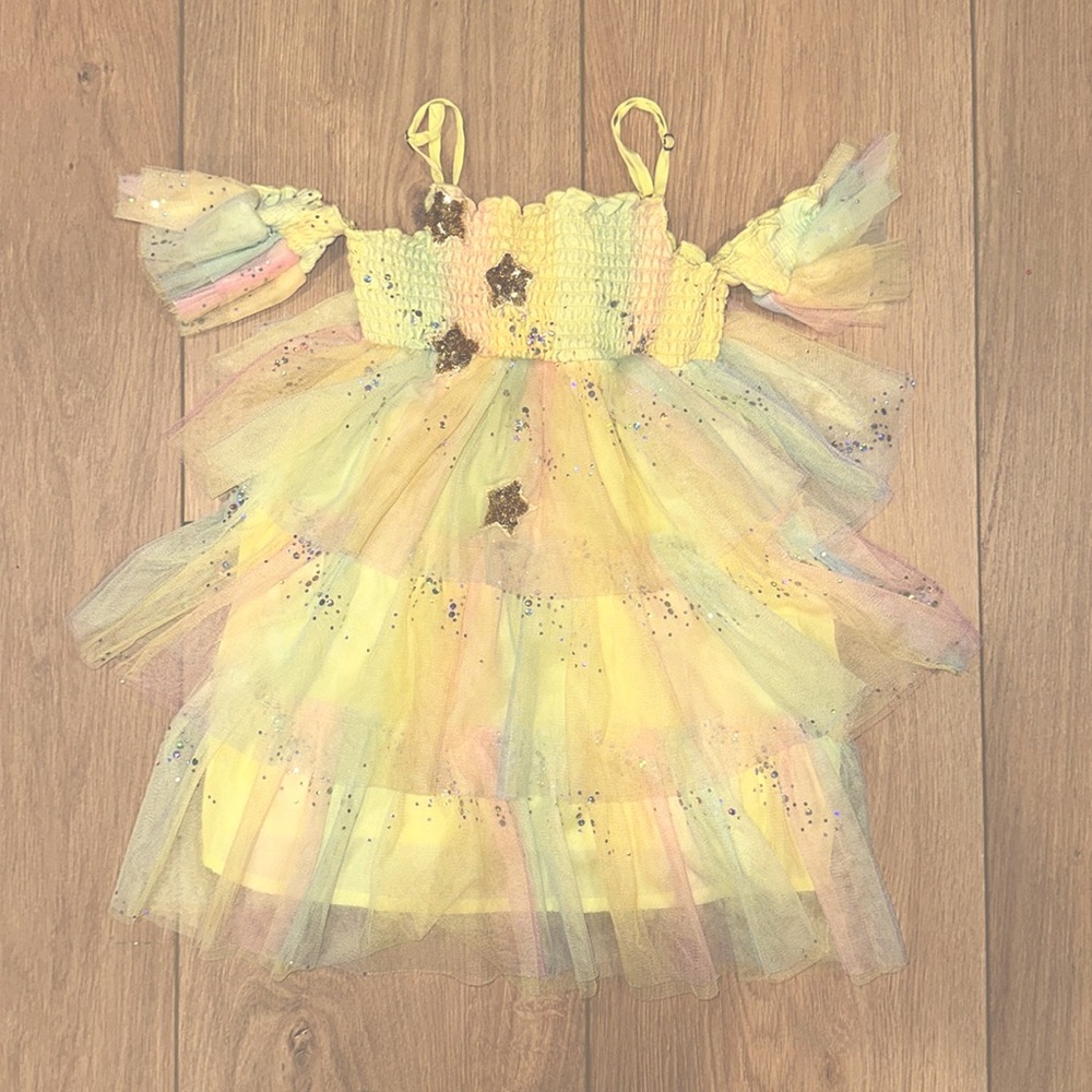 Yellow Star Tulle Dress by Sara Sara